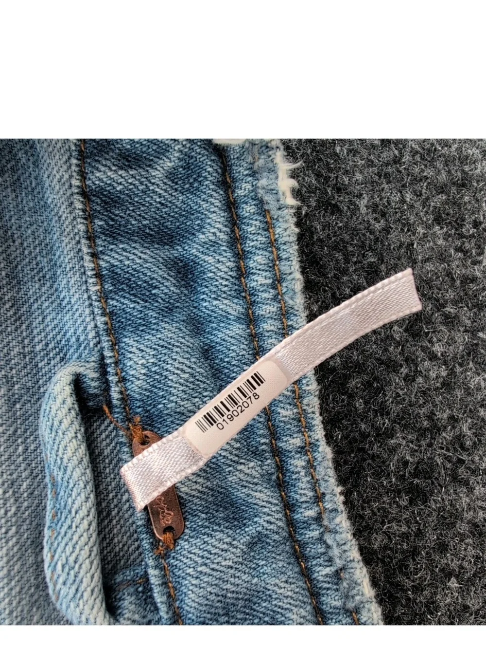 Free People Denim Jacket Womens Medium Blue Ferry Frayed Jean Military Motto